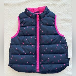 Baby Gap Puffer Vest Girls Blue/Pink Hearts
